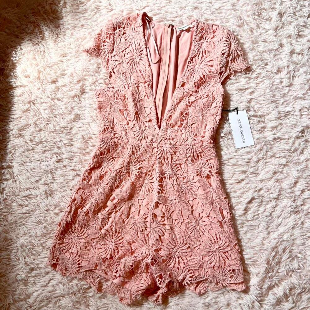 Cotton Candy Coquette Twee Lolita Soft Girl Delicate Feminine Lace Floral Romper